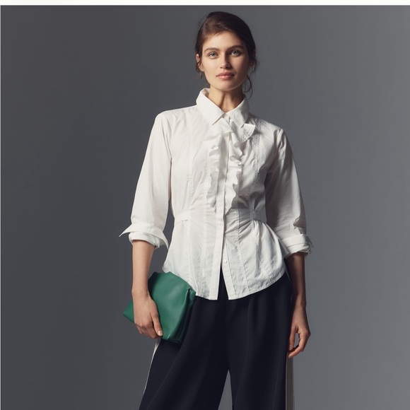 Pilcro Ruffle Front Button-down Shirt || NWT || size XL - Picture 4 of 12